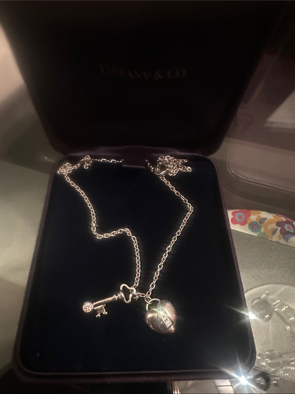 Tiffany & Co Heart Lock Key Charm Diamond Necklace in
Platinum